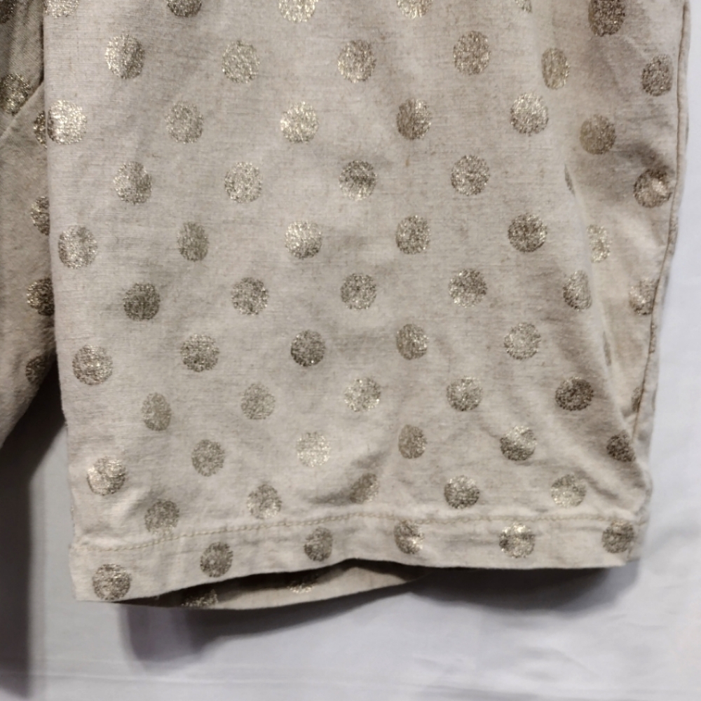 Anthropologie Linen Metallic Polka Dot Shorts Women's 27 Gold Preppy Academia - Picture 4 of 11
